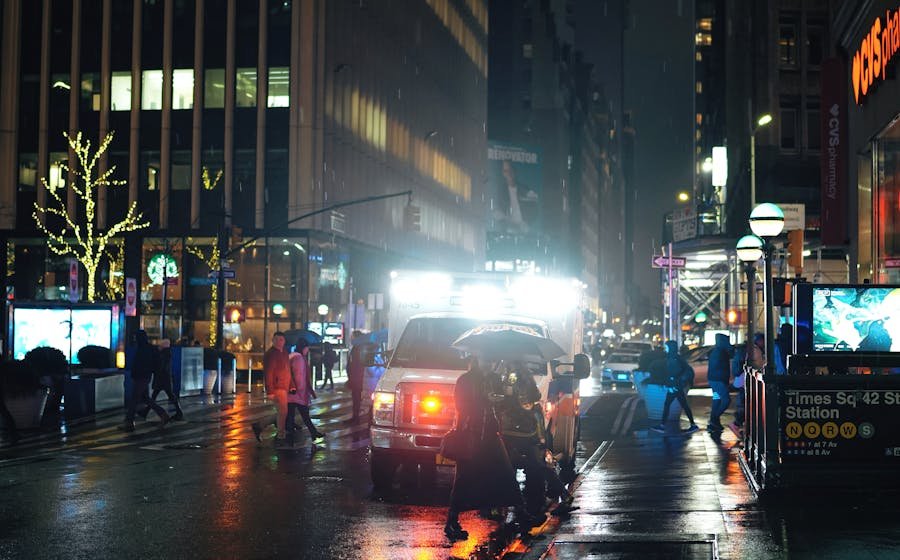 City traffic and street lights at night
